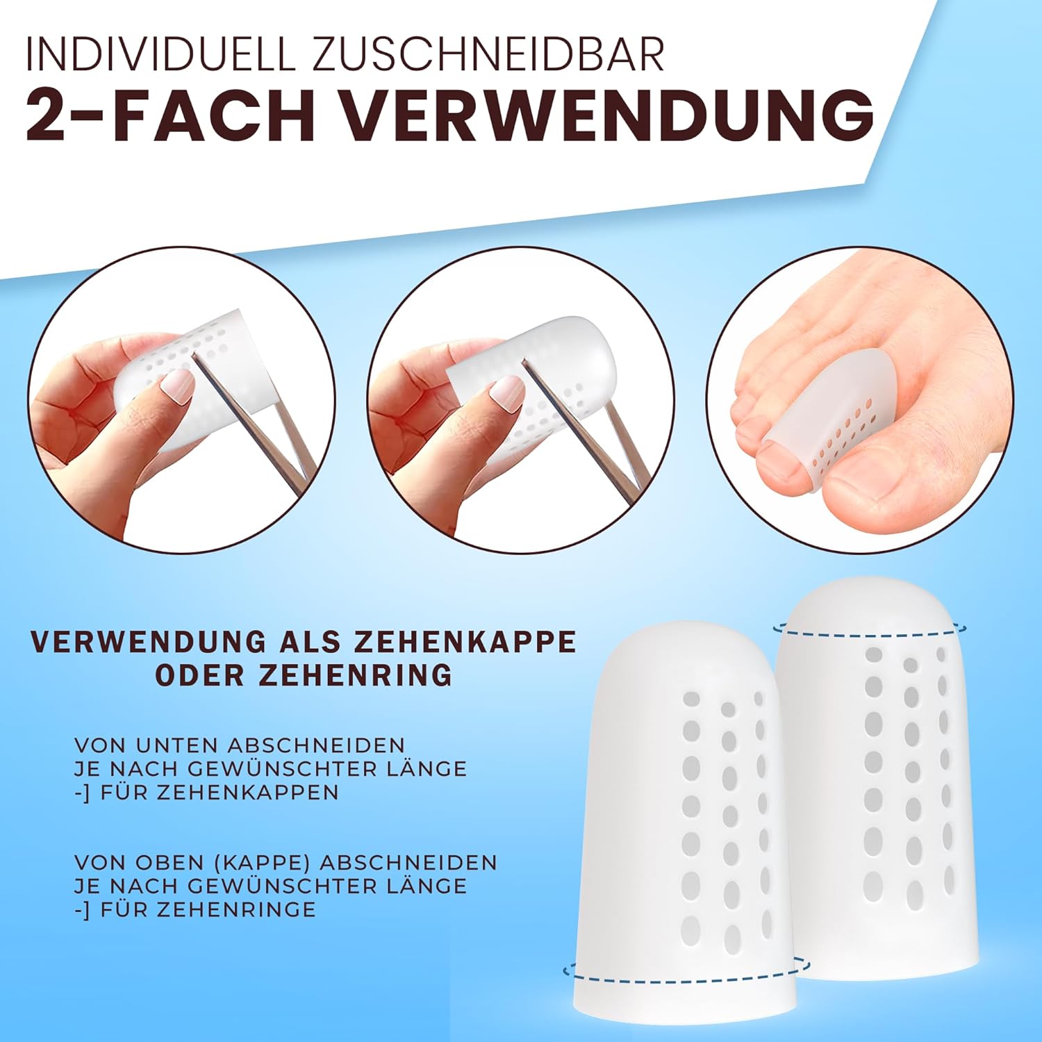 Zehenschutz 14er Klein - Zehenschutzkappe - Premium Zehenschoner aus Silikon