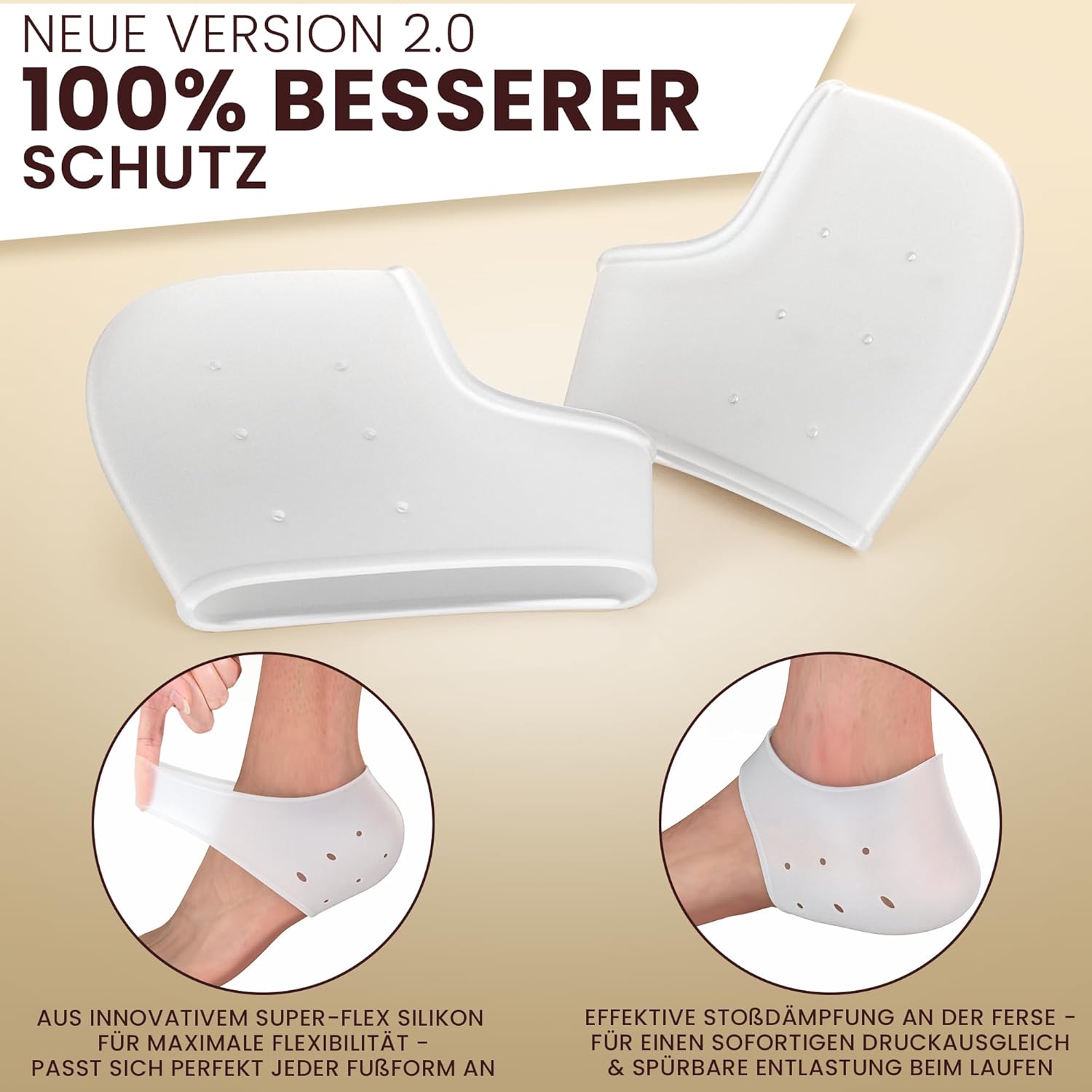 Fersenschutz Silikon 4er Set – Soft Gel Fersenpolster für Schuhe