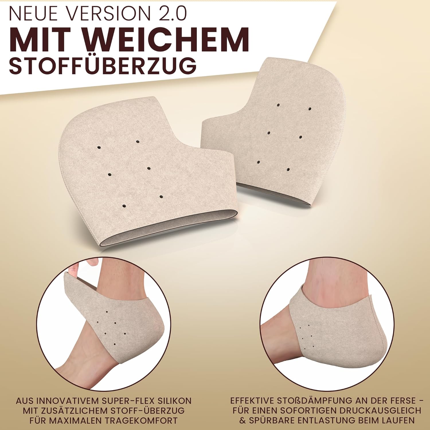 Fersenschutz Silikon mit Stoffüberzug – Soft Gel Fersenpolster Herren