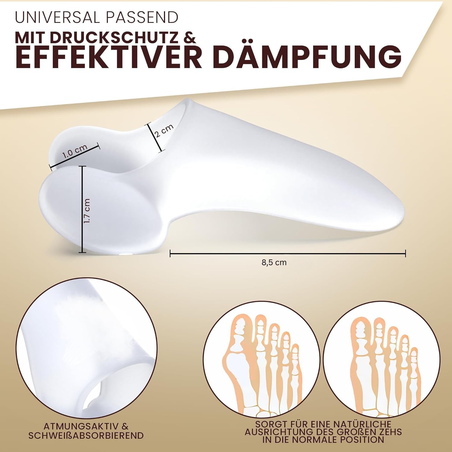 Hallux Valgus Korrektur Herren – Zehenspreizer Silikon Tag & Nacht