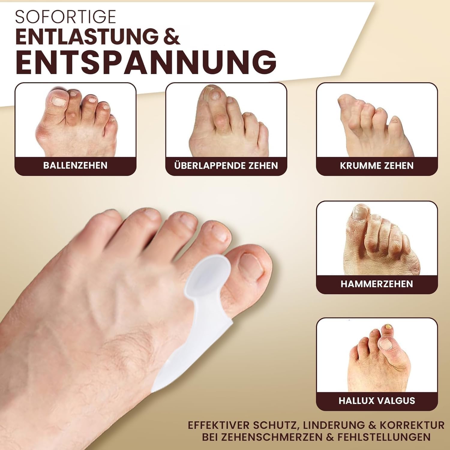 Hallux Valgus Korrektur Herren – Zehenspreizer Silikon Tag & Nacht