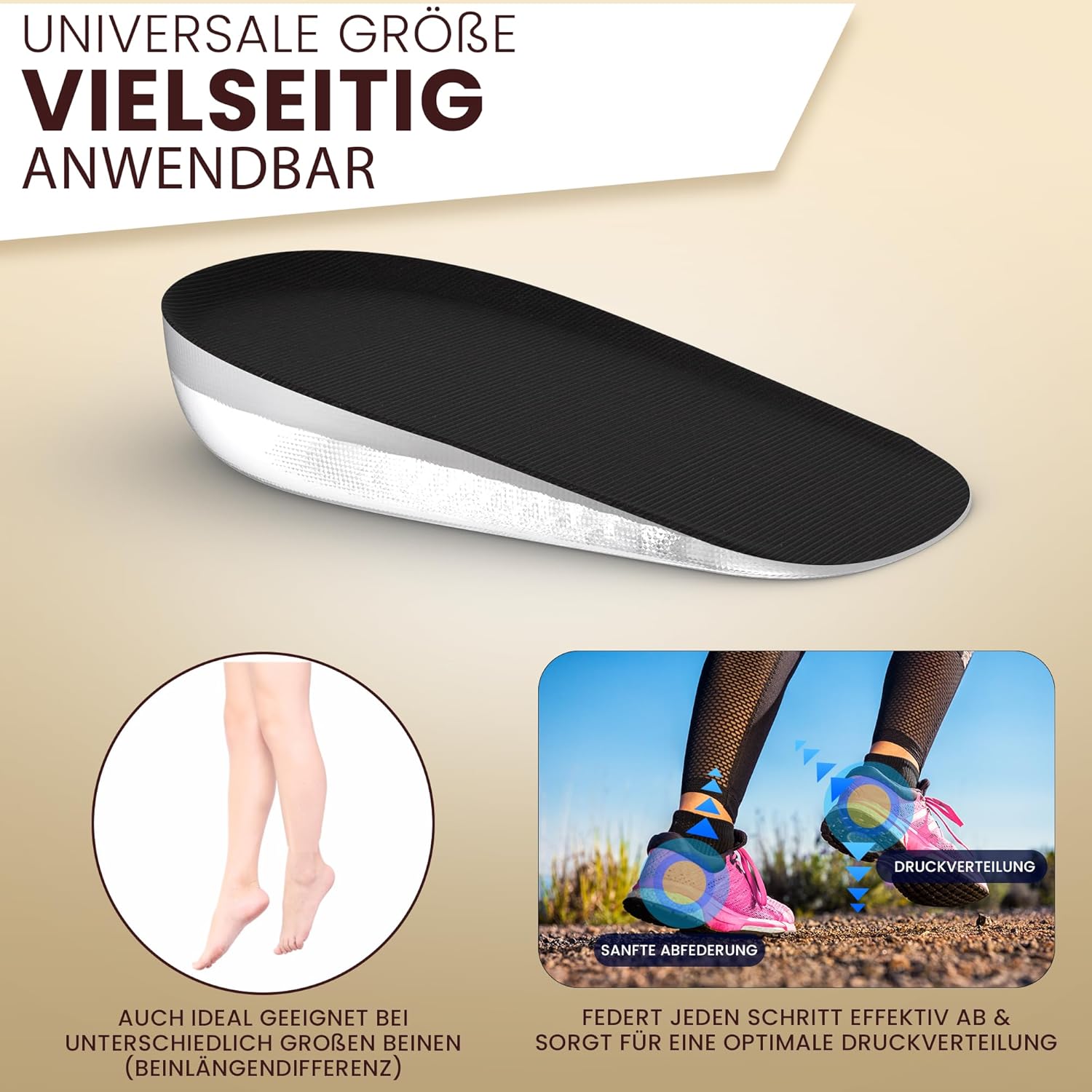 Premium Schuheinlagen 2026 – Fersenkeil Erhöhung - Damen & Herren - 1,5CM - 3,0CM