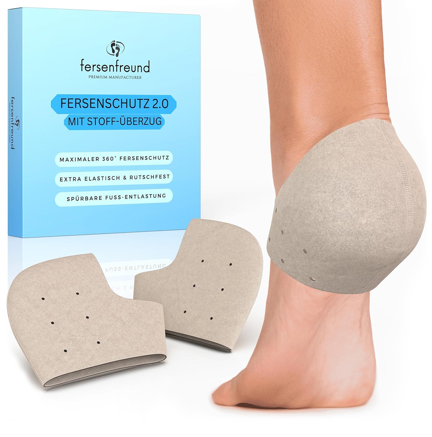 Fersenschutz Silikon mit Stoffüberzug – Soft Gel Fersenpolster Herren