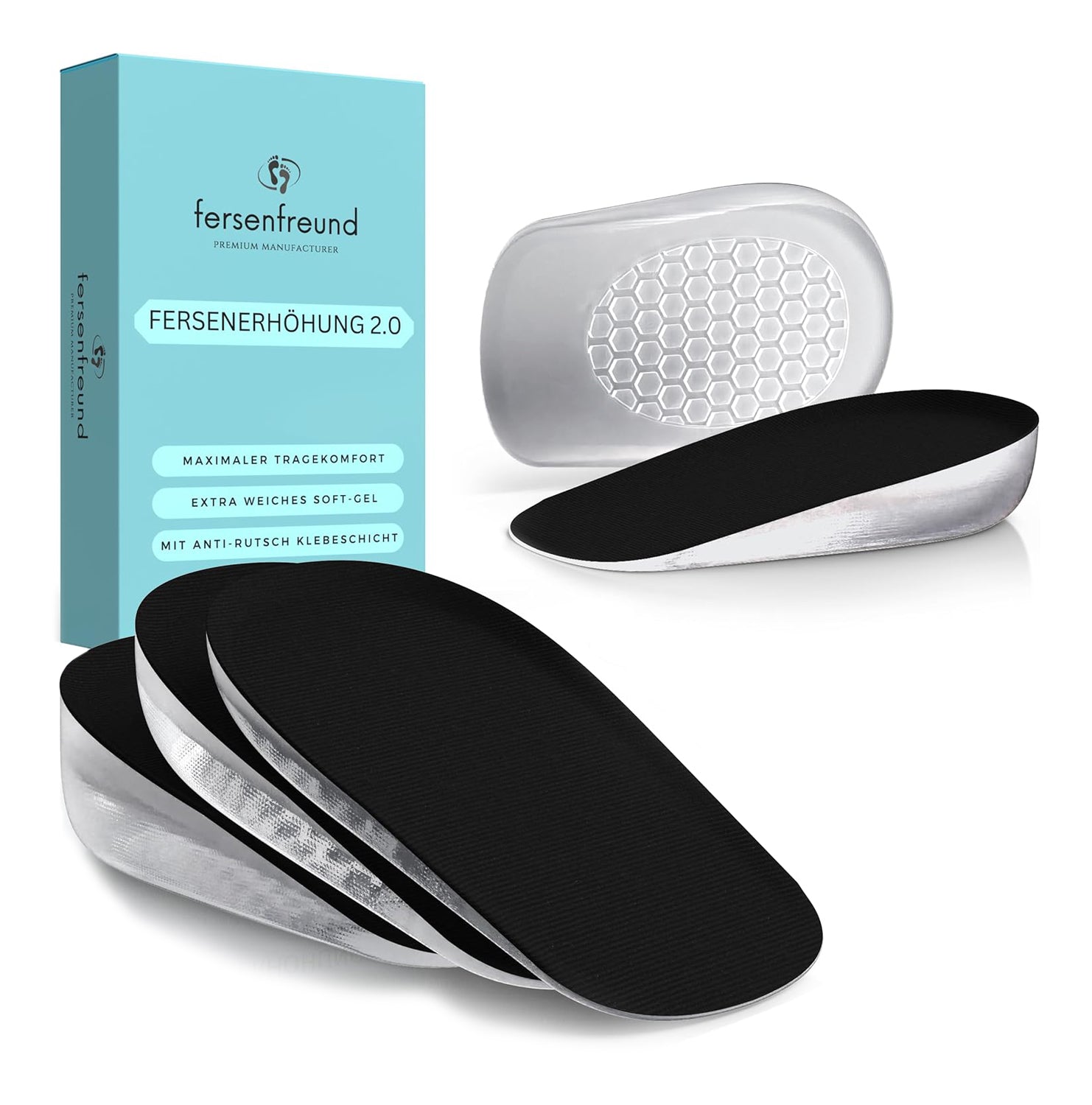 Premium Schuheinlagen 2026 – Fersenkeil Erhöhung - Damen & Herren - 1,5CM - 3,0CM
