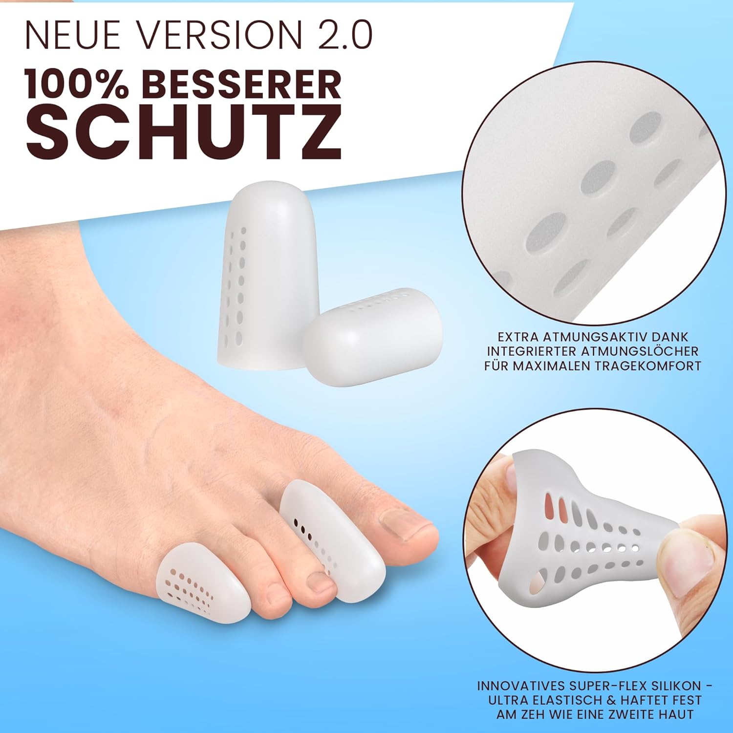 Zehenschutz 14er Klein - Zehenschutzkappe - Premium Zehenschoner aus Silikon