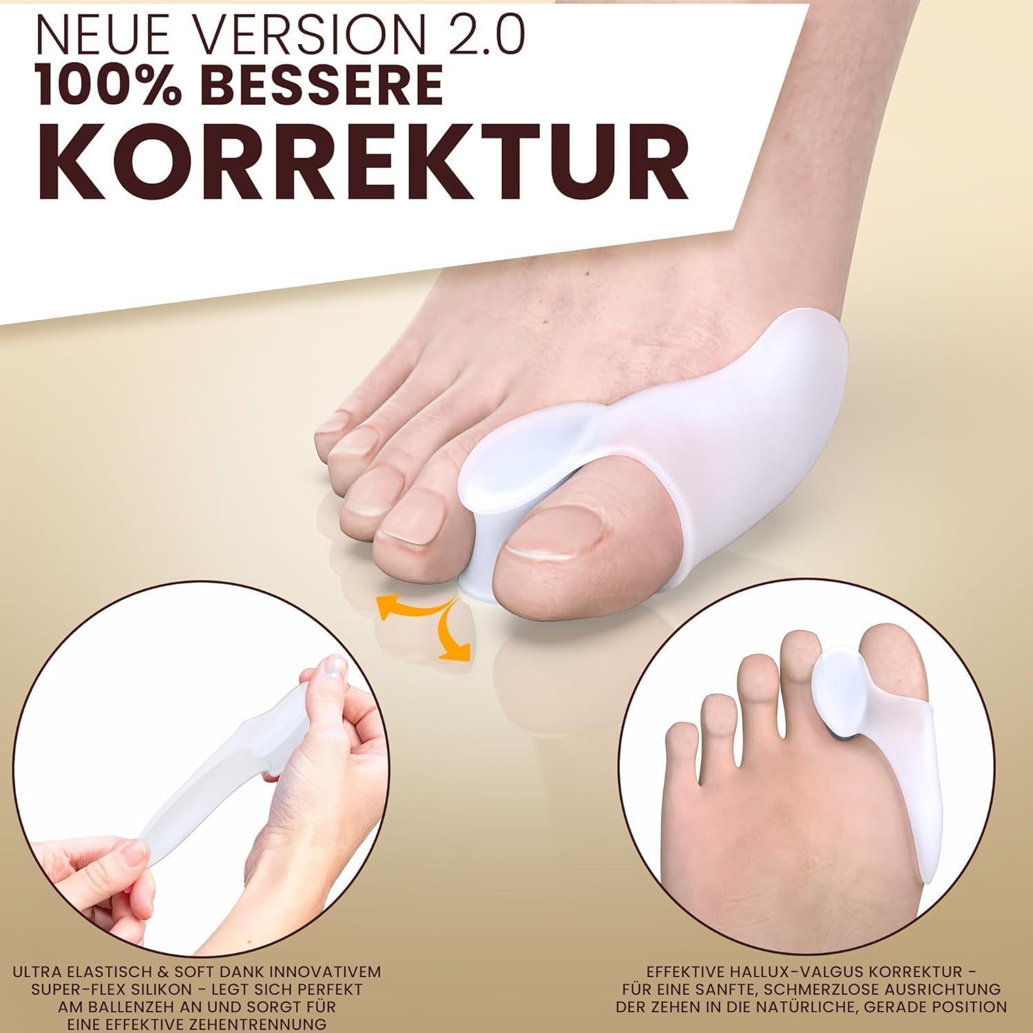 Hallux Valgus Korrektur Herren – Zehenspreizer Silikon Tag & Nacht