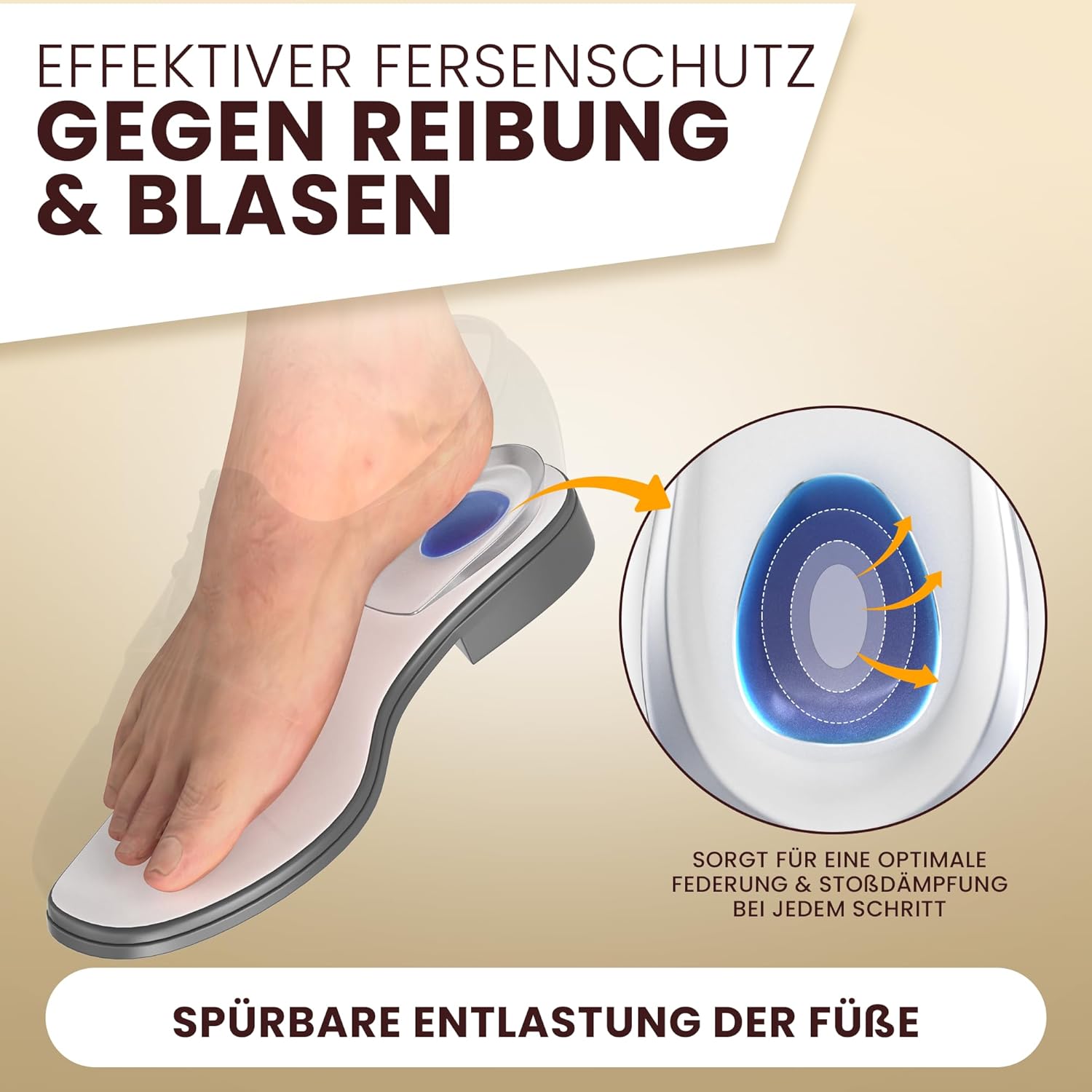 Premium Fersensporn Einlagen Damen – Gelkissen aus echtem Silikon