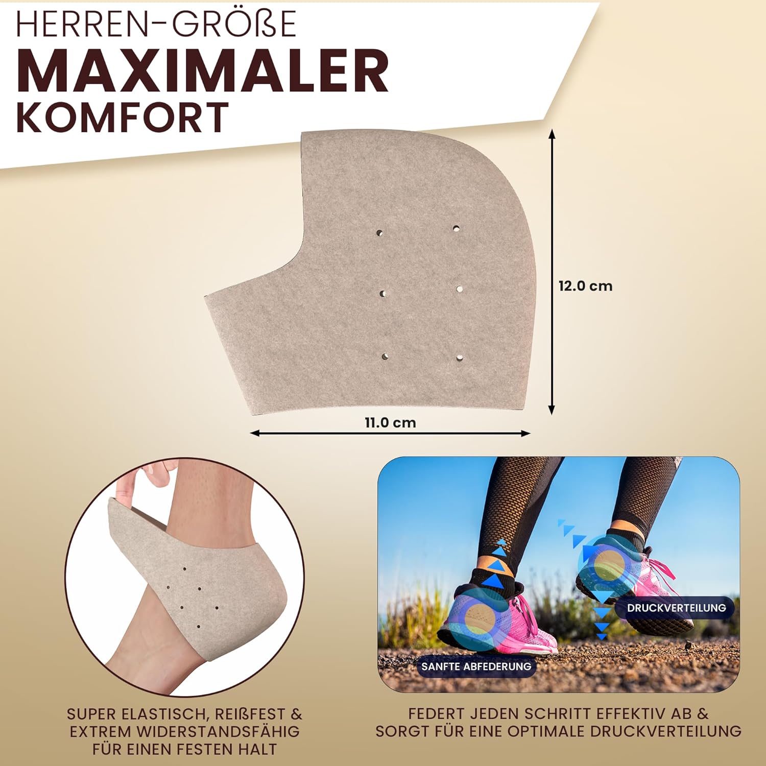 Fersenschutz Silikon mit Stoffüberzug – Soft Gel Fersenpolster Herren