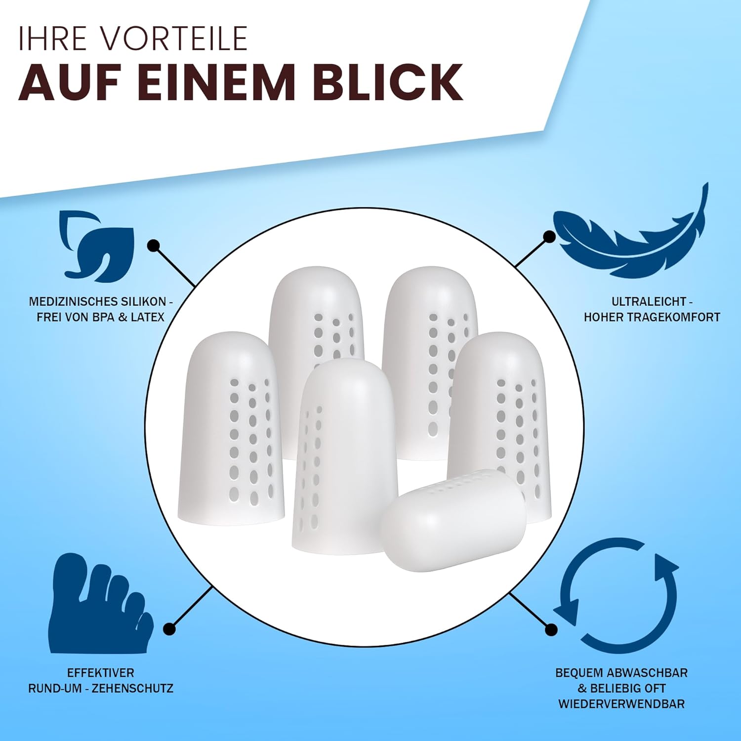 Zehenschutz Silikon – Komfortable Zehenkappen für Blasen & Reibung